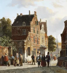 Figures dans une rue animée